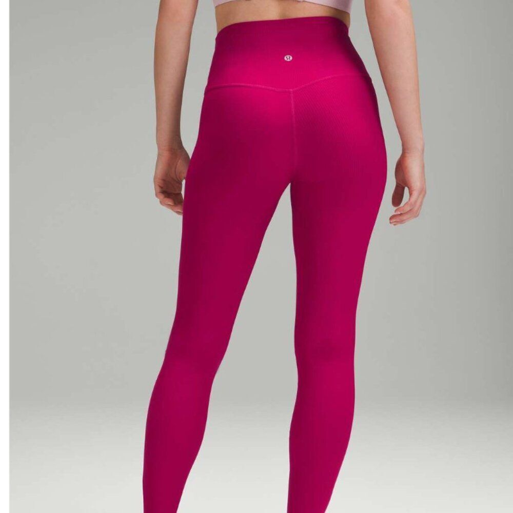 NWT LULULEMON ALIGN RIBBED HIGH RISE PANT 28" WILD BERRY PINK size 4